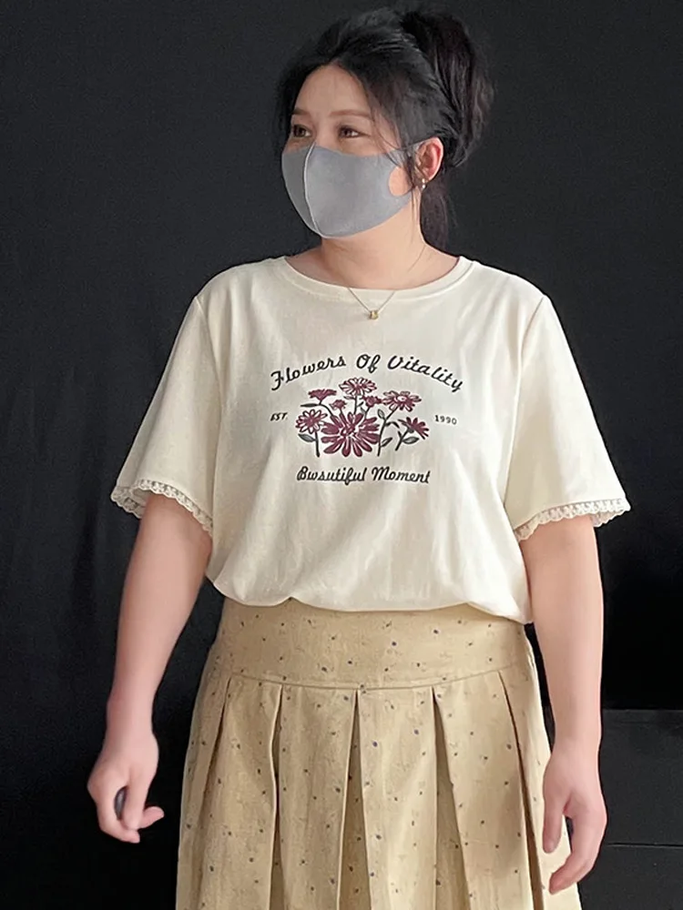 

plus Size Women's T-irt Loose Fit Slimming Cotton ort Sve round Ne f Sve irt Belly Covering Slim Summer T-irt