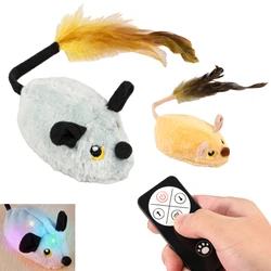 Cat Mouse Interactive Plush Toys LED Glow Electric Telecontrol Auto Rechargeable Pet Moving Mice Toy Realistic Kitten