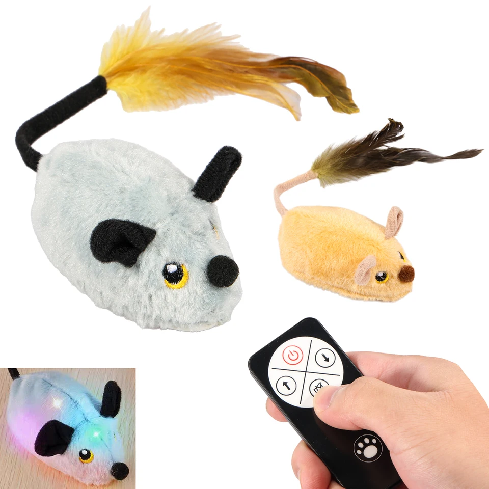 Cat Mouse Interactive Plush Toys LED Glow Electric Telecontrol Auto  Rechargeable Pet Moving Mice Toy Realistic Kitten - AliExpress 15
