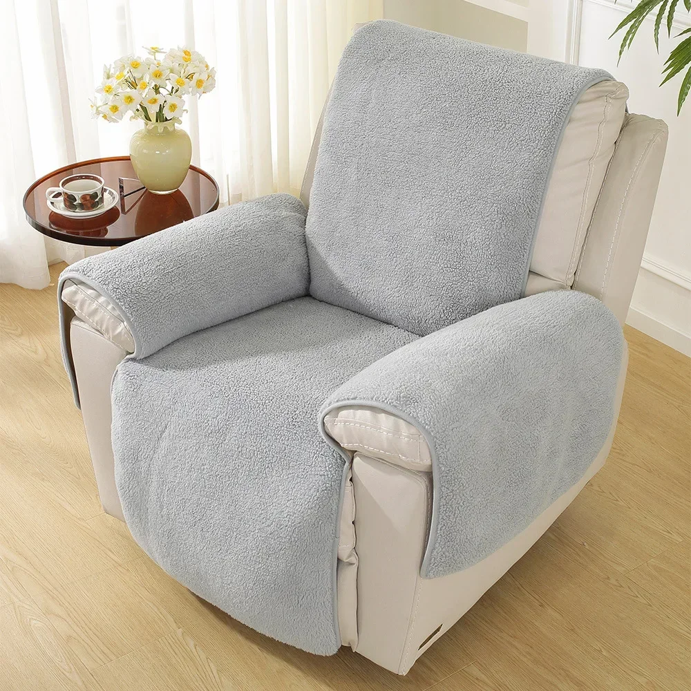 Lamb's Wool Sofa Cushion Living Room Recliner Cover Non-Slip Armrest Cushion Chivas Connecting Set Four Seasons  Recliner Cover