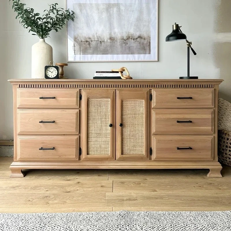 Французский ретро обеденный боковой шкаф из цельного дерева, прикроватный шкаф для спальни, гостиная, ящик для хранения, крыльцо, декоративная кабина