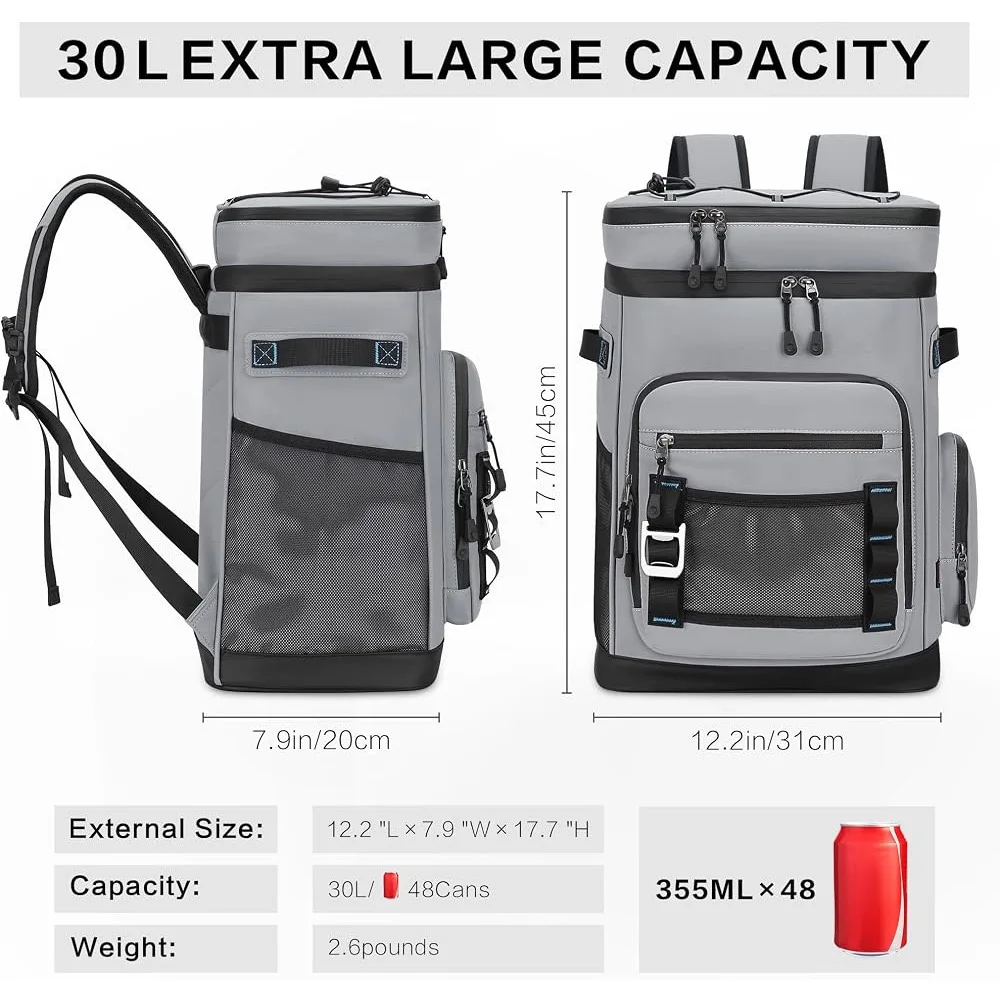 Insulated Backpack, Insulated Refrigerated Backpack, Large Capacity Leak-Proof Outdoor Picnic Bag, Fresh-Keeping Ice Bag