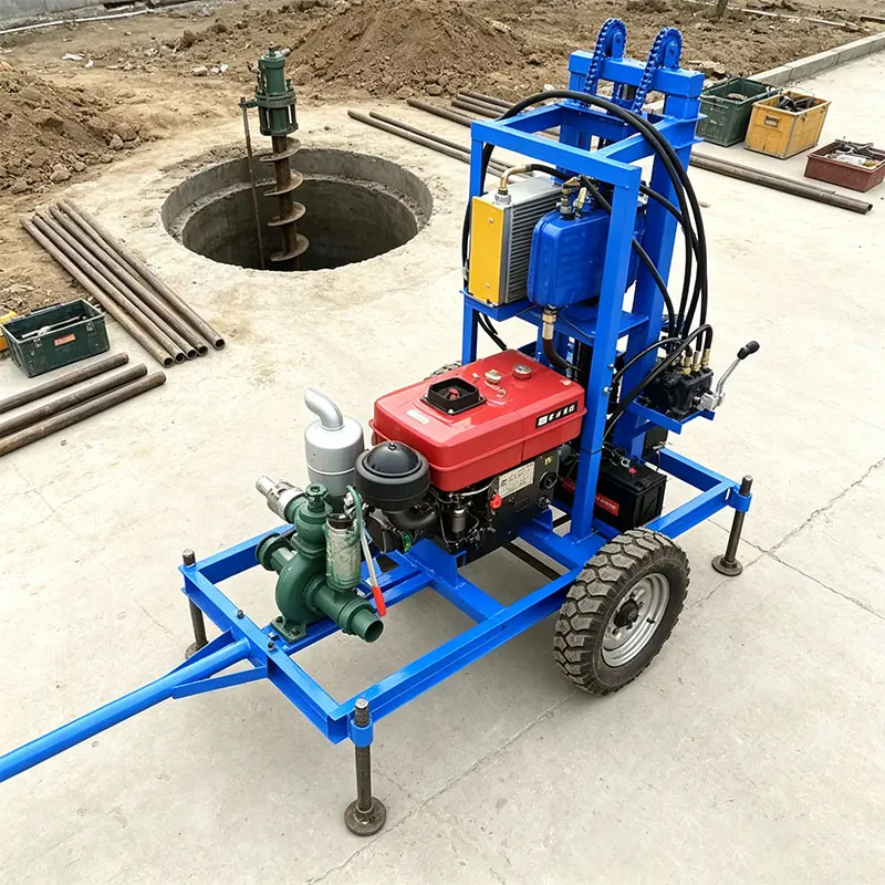 Customized Low Vibration Water Well Drilling Rig Crawler Type 22-35HP 180m Portable Diesel Hydraulic High Quality