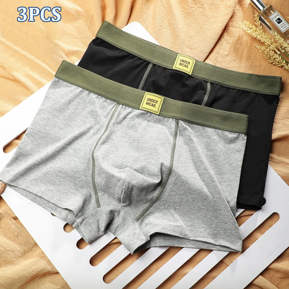 

3PCS/Pack Antibacterial Breathable Hygroscopic Men's Underpants Natural Cotton Super Soft Boxers Man Large Space U Pouch Panties
