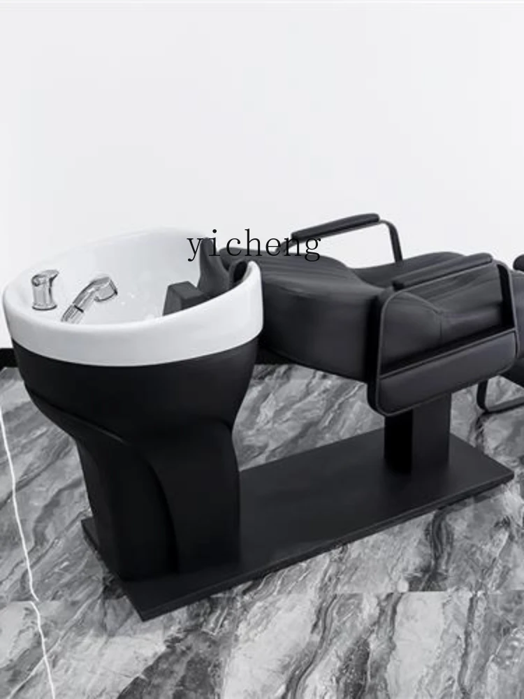 YY Ceramic Deep Basin for Hair Salon Hair Salon Lying Half Stainless Steel Flushing Bed