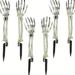 2pcs Halloween Realistic Skeleton Stakes Zombie Ghost Arm Stake Severed Skeleton Hands Yard Signs for Halloween Props Decoration