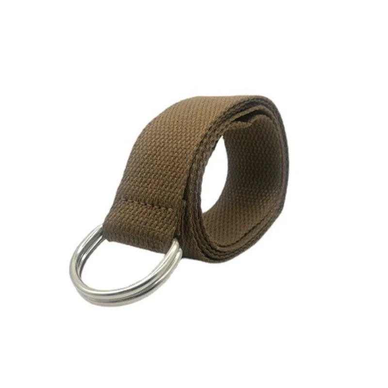 Veelzijdige Riem Dames Canvas Riem D-Vormige Dubbele Ring Gesp Riem Modieuze Eenvoudige Effen Kleur Canvas