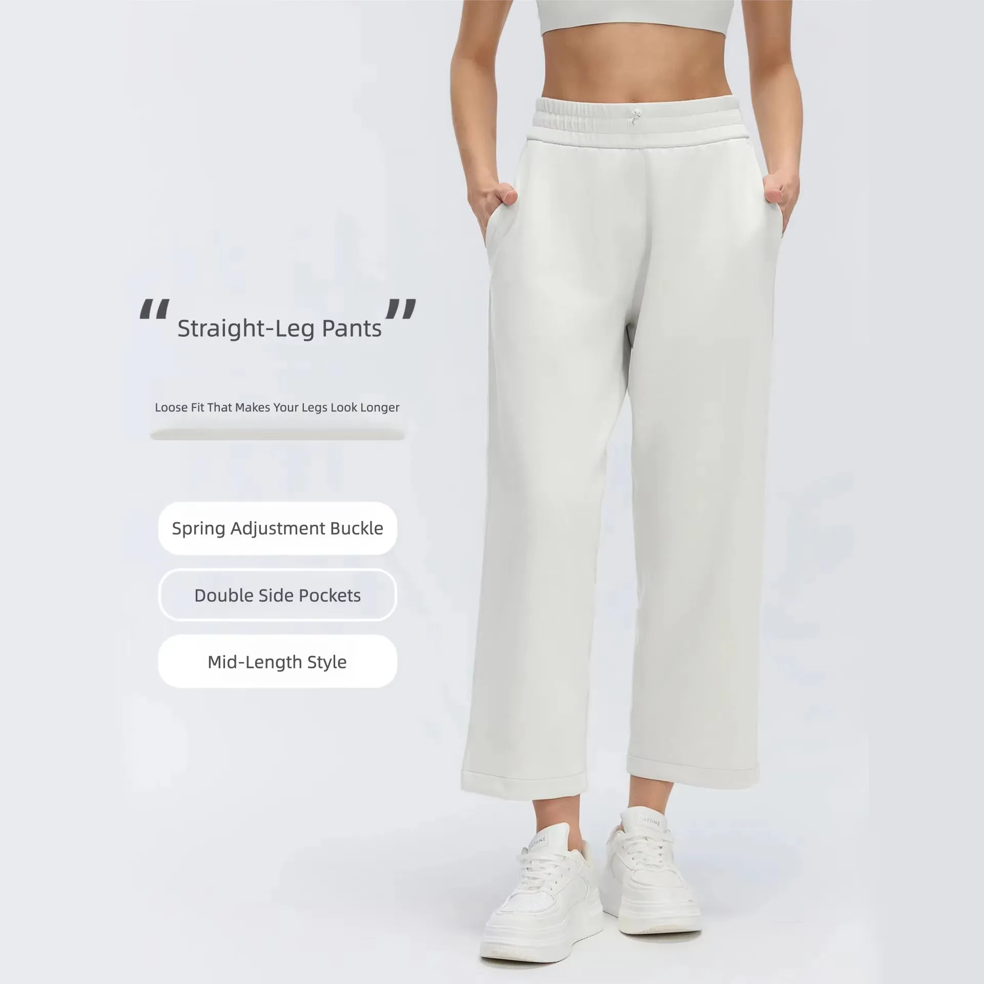 Modal Air-Layer Nine-Point Straight-Leg Casual Pants for Women, High-Waisted Drawstring Elastic Waist, Petite Size, Drapey and Slimming Yoga Sports Nine-Point Pants