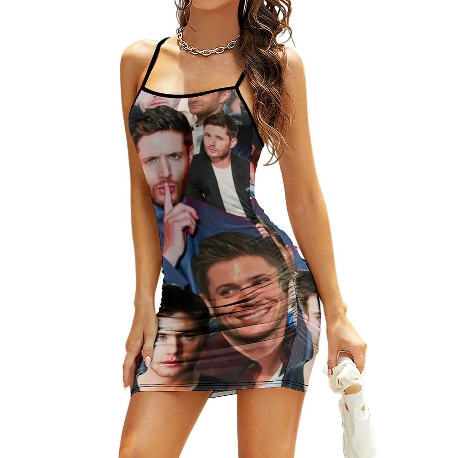 

Jensen Ackles Photo Collage Sling Dress Elegant gowns ceremony dresses dresses for woman Women's summer skirt Dress