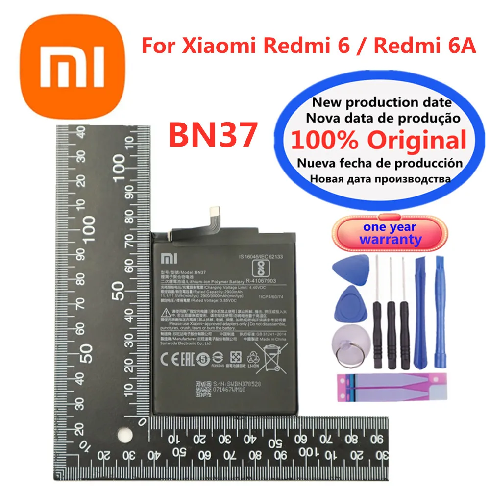 

Высококачественный оригинальный сменный аккумулятор BN37 для Xiaomi Redmi 6 / Redmi 6A Redmi6 Redmi6A батарея для телефона 3000 мАч + Инструменты