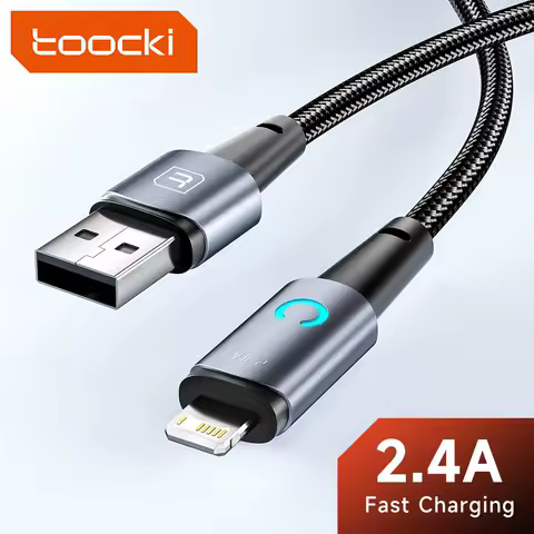 Toocki USB to Lighting or Type C Cable for iPhone 14 13 12 Pro Max 8 7 plus Led Charger USB C Cable Fast Charging Cable 1m 2m