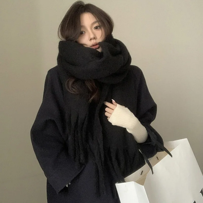 

Шерстяной зимний шарф, женские шарфы, шарфы для взрослых для женщин, шарф из 80% шерсти, женский модный кашемировый пончо, накидка
