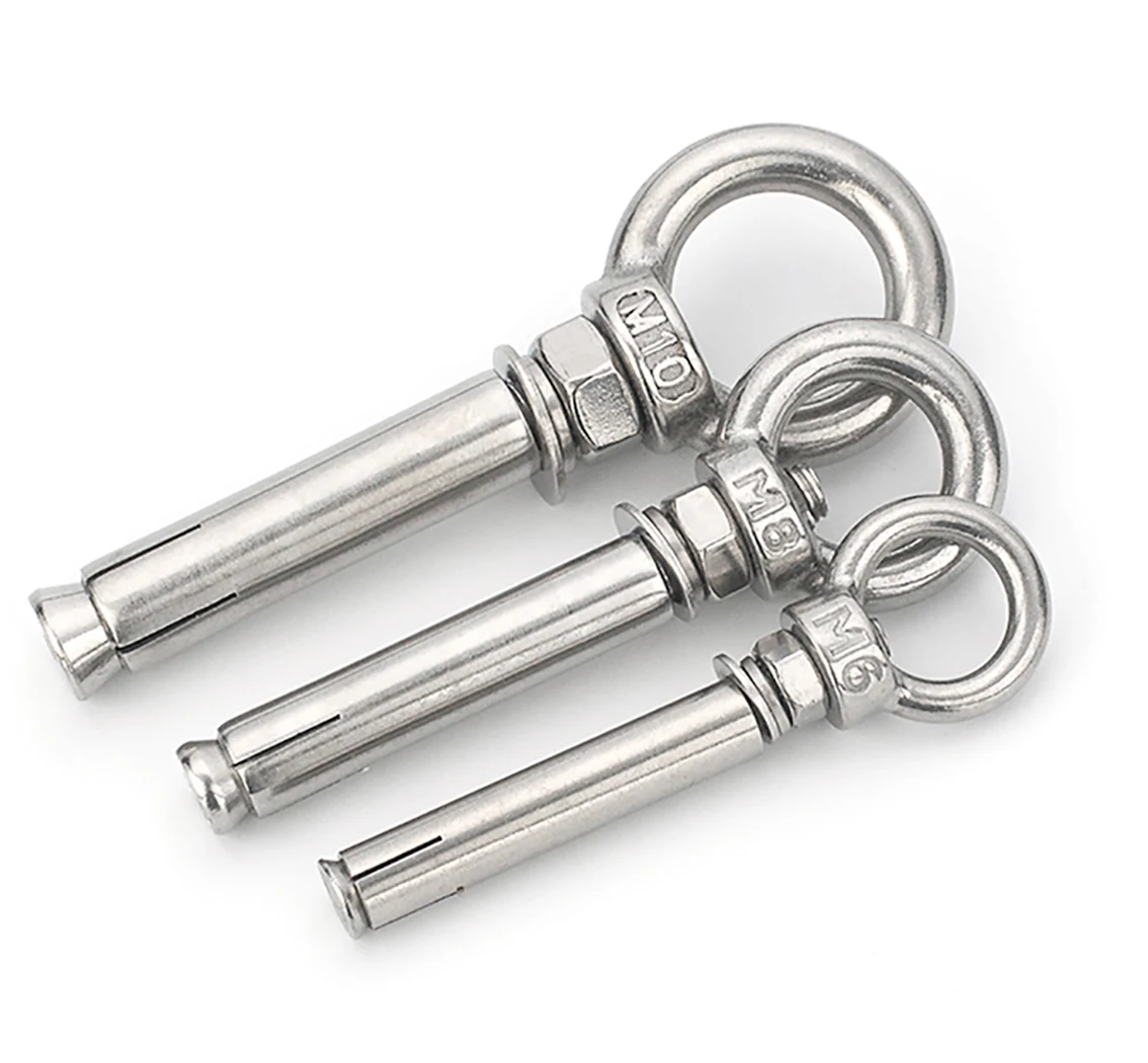 

1Pcs M6 M8 M10 M12 Anti-Loose 304 Stainless Steel Sheep Eye Pull Screw Belt Expansion Screws Hanging Swing Hook