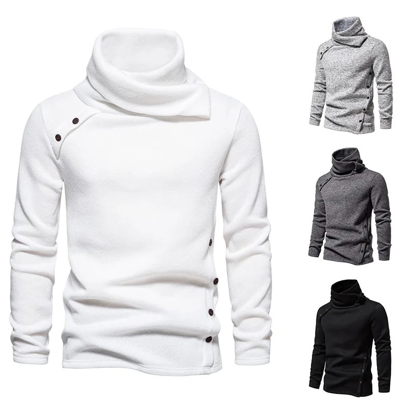 

White Thiened Knitted Sweater Jaet with Button for Men Street Dance Performance Oversize Coat Youth Autumn Long Sve