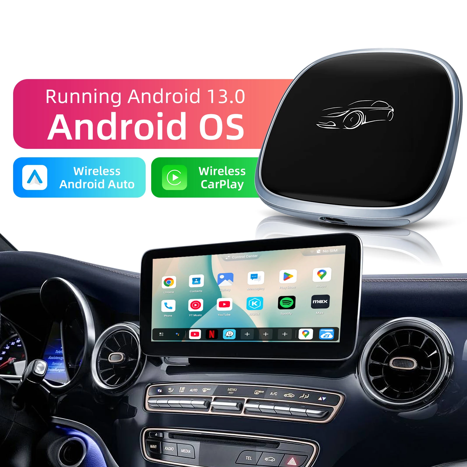 Android 13 CarPlay Ai Box 3in1 CarPlay Android Auto سلكي إلى Android اللاسلكي Qualcomm 6115 ثماني النواة 4G + 64G، التوصيل والتشغيل #1