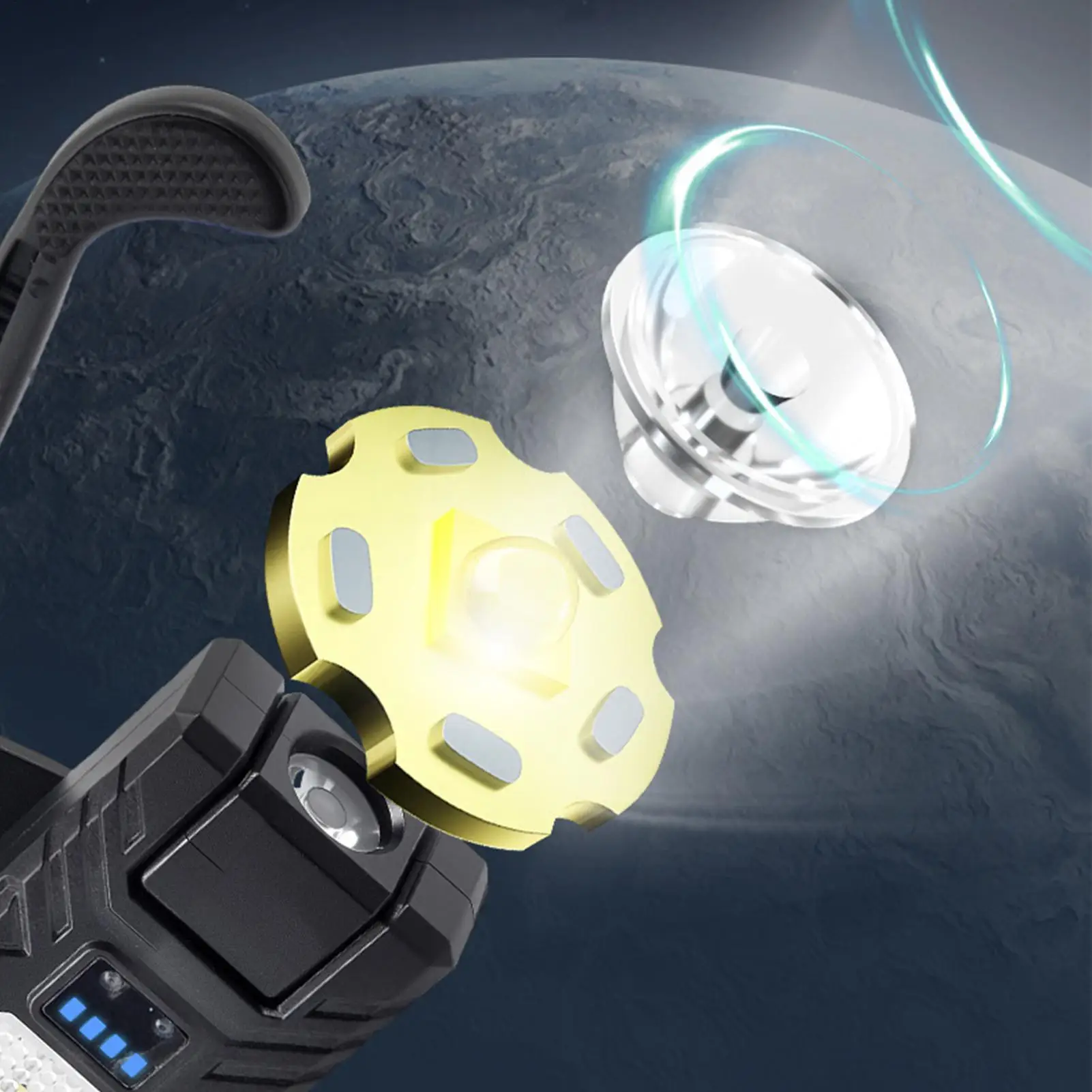 

Led Headlamp Ear Worn Head Flashlight For Adults Long-Lasting Power Backpacking Camping Headlight For Fishing Caving Outdoor