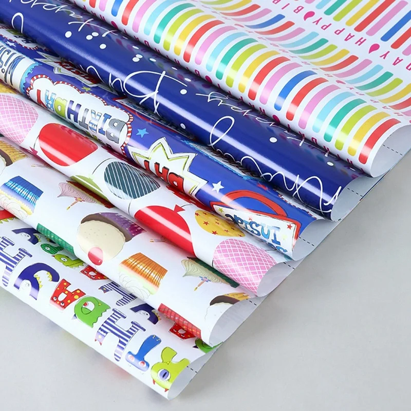 6 Stuks Inpakpapier Vellen Met Linten, Voor Verjaardagsfeestje Inpakpapier Cadeaupapier Papieren, Cadeau Cadeaupapier