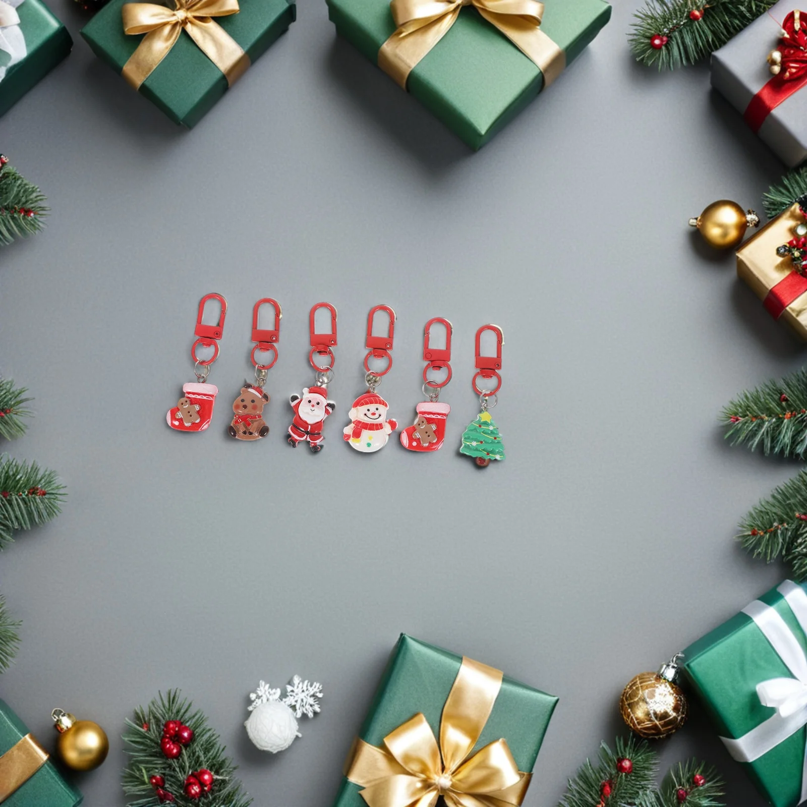 24 قطعة مجموعة حلقات المفاتيح عيد الميلاد: ثلج الرنة الزنجبيل رجل سانتا المفاتيح 2.71X0.79X0.28In عطلة سحر عيد الميلاد تخزين الحفلات #5