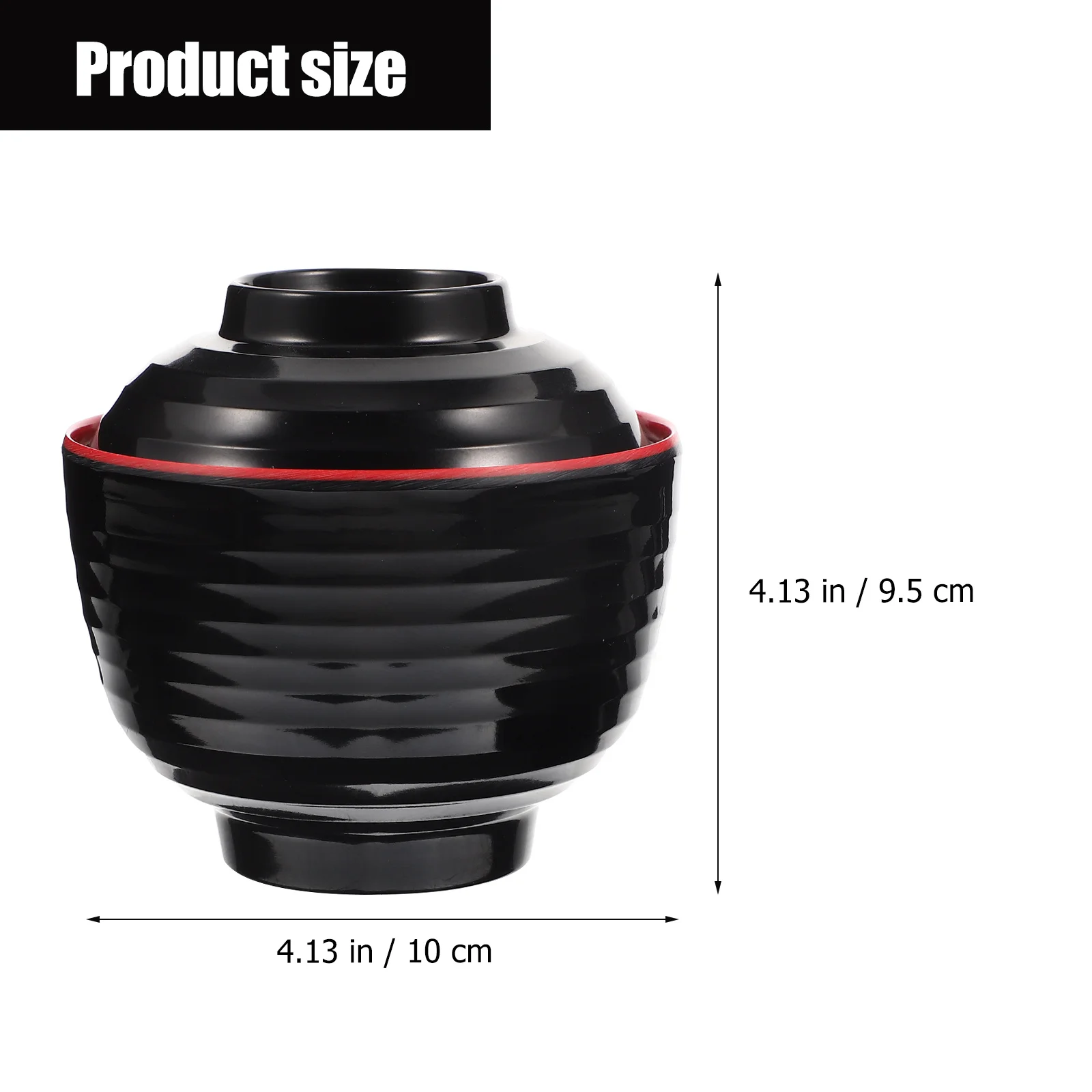 1 Juego de tazón de arroz de estilo japonés de melamina Premium para sopa de miso con tapa, tazón de servicio de alimentos de retención de calor, suministro de cocina, 1 Juego