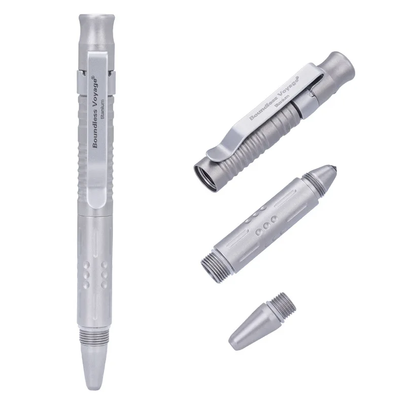

Pure Titanium Whistle Tactical Pen, Outdoor Camping And Hiking Window Breaking Escape Hammer, Multifunctional Edc Tool Pen,A1552