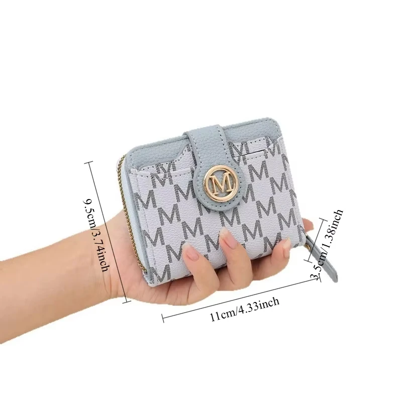 Lady Purse For Women Short Wallet Money Bags M Letter Female Coin Purses Cards ID Holder Zipper Wristlet Bag