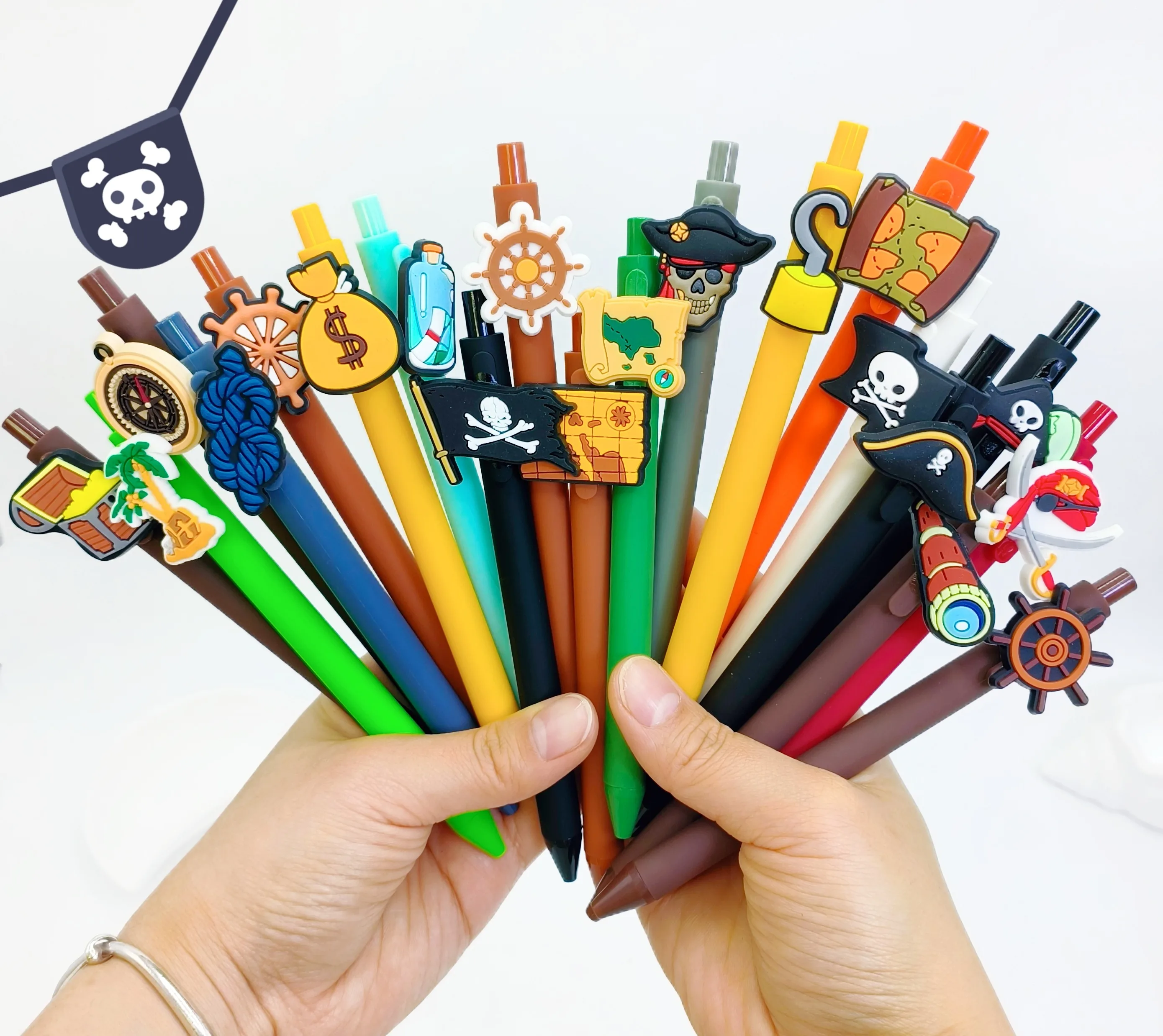 

10 шт./20 шт. шариковая ручка на пиратскую тематику, шариковая ручка в форме пиратского флага в форме черепа, подходит для использования в офисе студентов