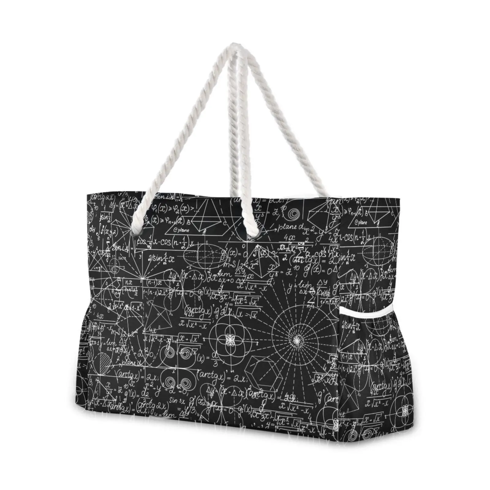 New Beach bag Large capacity Ladies Shoulder Bag Geometric Tote Shopping Bag Linen Fabric Beautiful Casual Practical Handbag