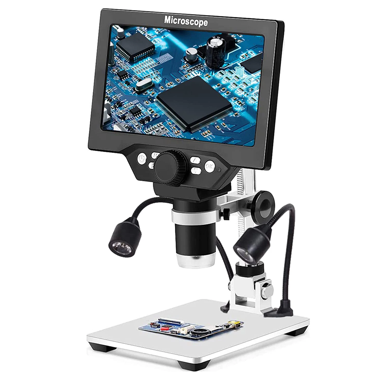 

12MP 1200X 1080P FHD 7" LCD Display Digital Microscope With 32GB TF Card,Rechargeable Battery And 2PCS LED Auxiliary Lights