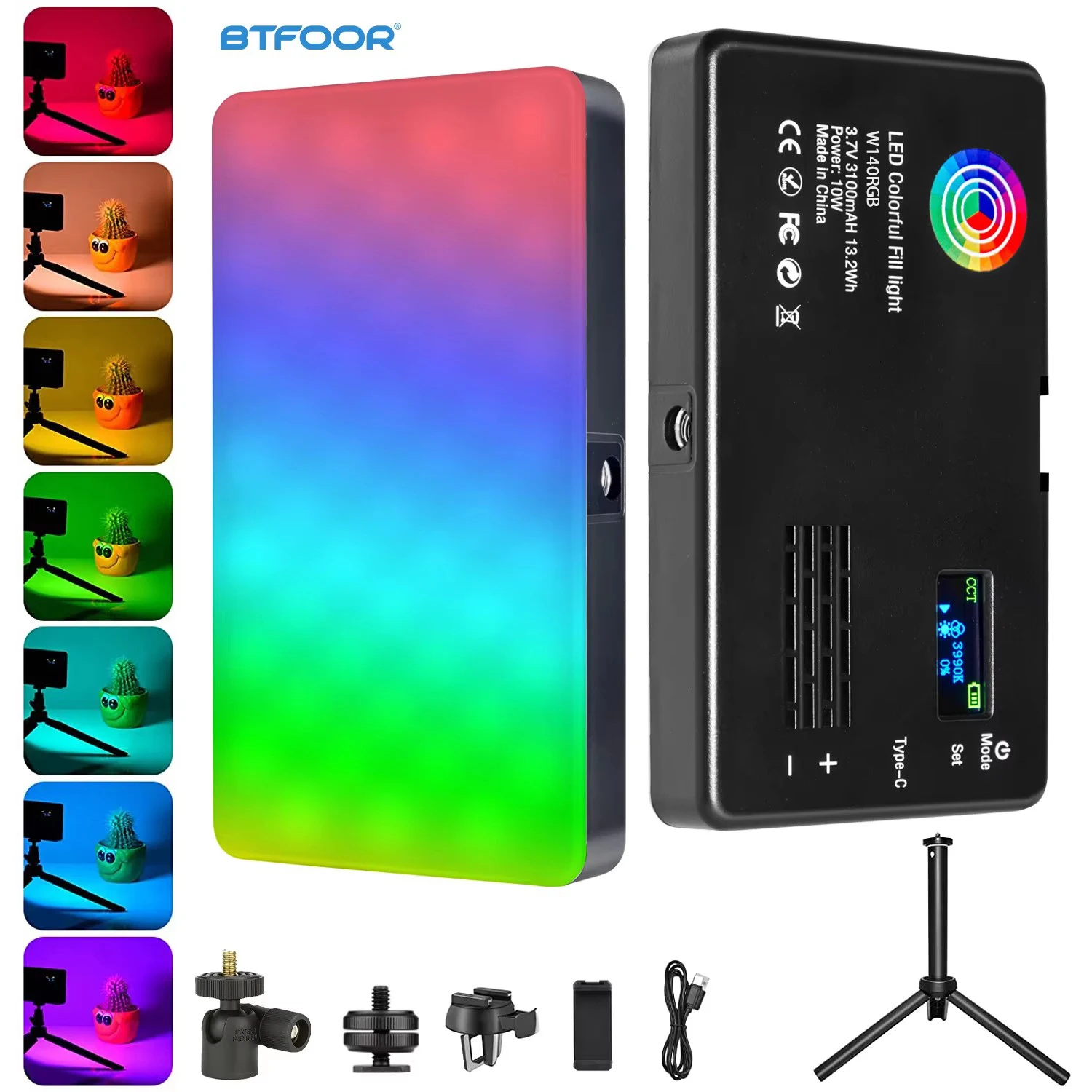 RGB LED Video Licht Fotografie Füllen Kamera Beleuchtung Panel CRI95 + 2500-9000K LCD Display Kalten Schuh für Vlog Live-Streaming DSLR