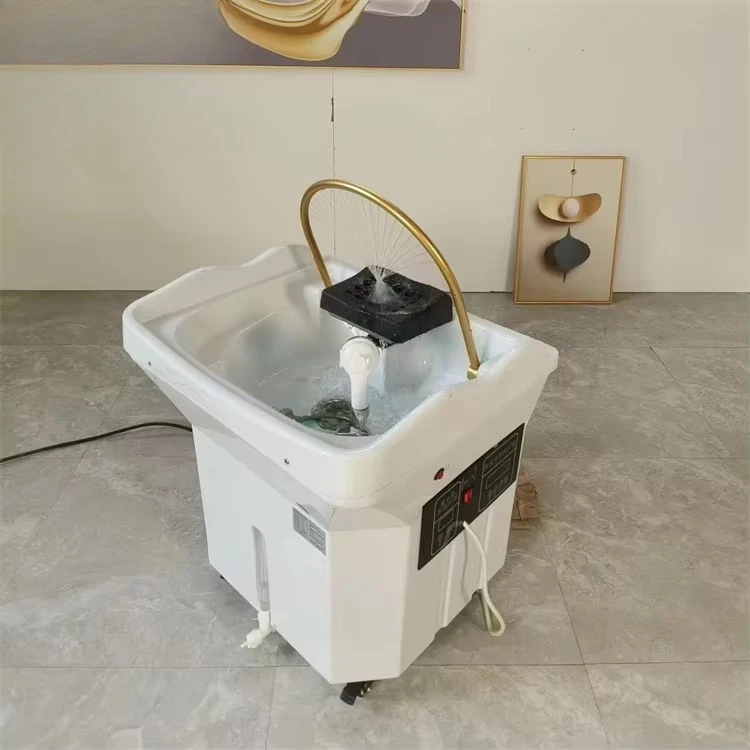 

Spa Head Spa Beauty Salon White Shampoo Bed with 60L Storage Jar Shampoo Chair