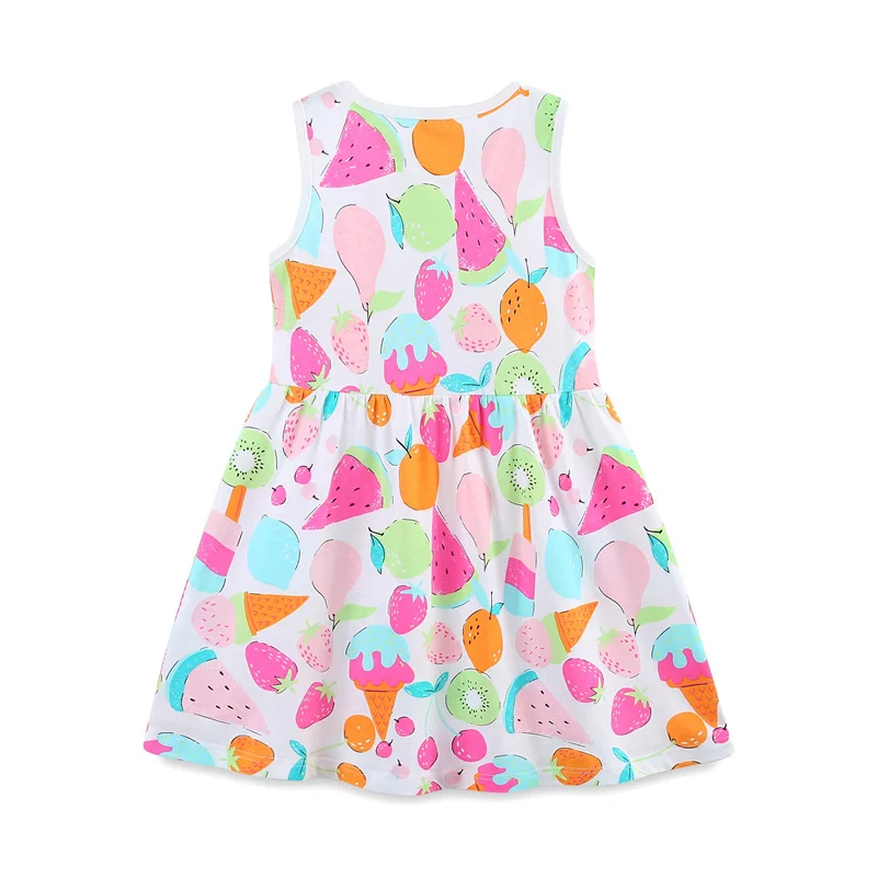 2-7T Jumping Meters Princess Sleeveless Dresses Summer Girls Party Dress Fruits Print Children's Dresses Frocks Toddler