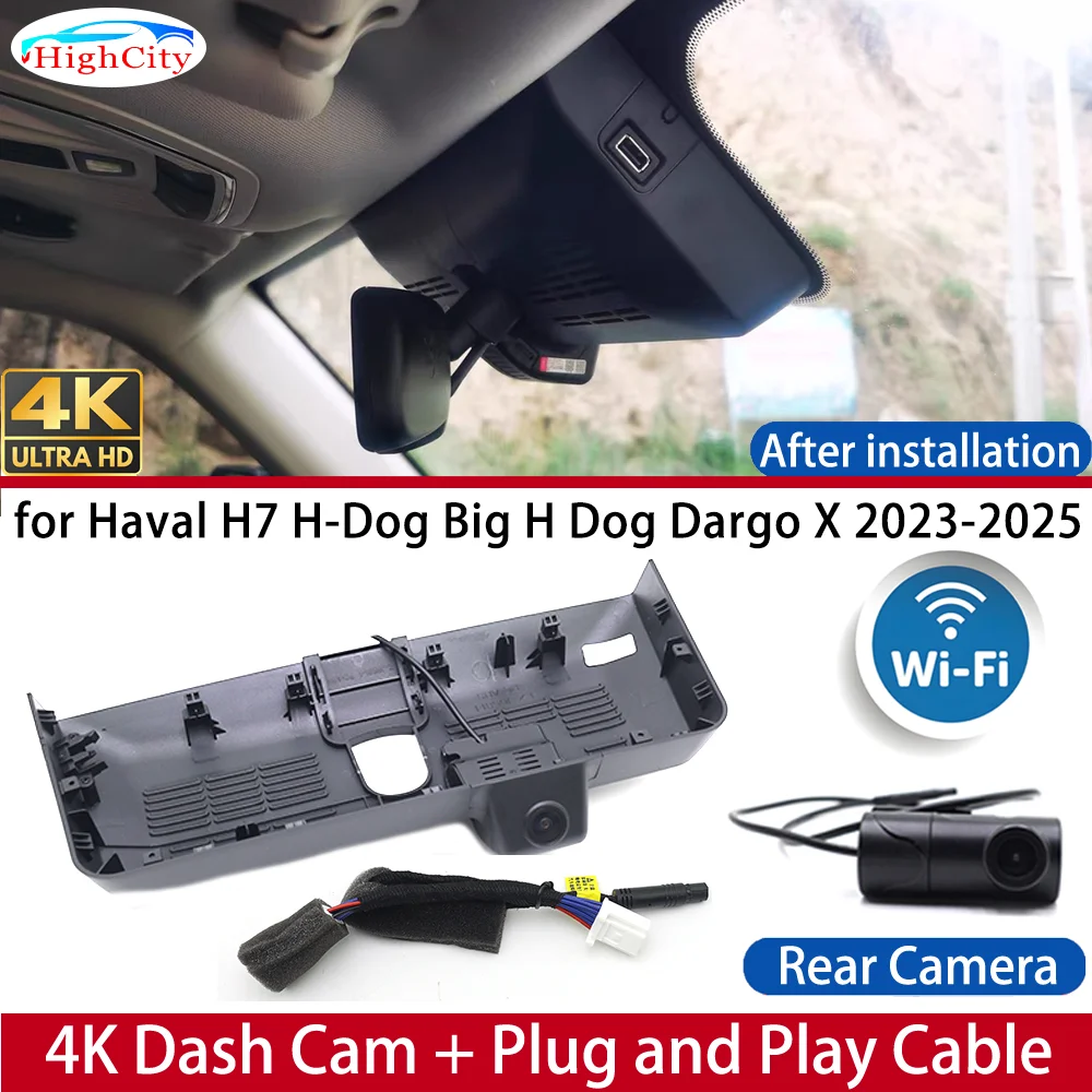 Dash Cam for Haval H7 H-Dog Big H Dog Dargo X 2023-2025 4K UHD DVR Dashboard Camera Video Drive Recorder WIFI Night 24H Parking