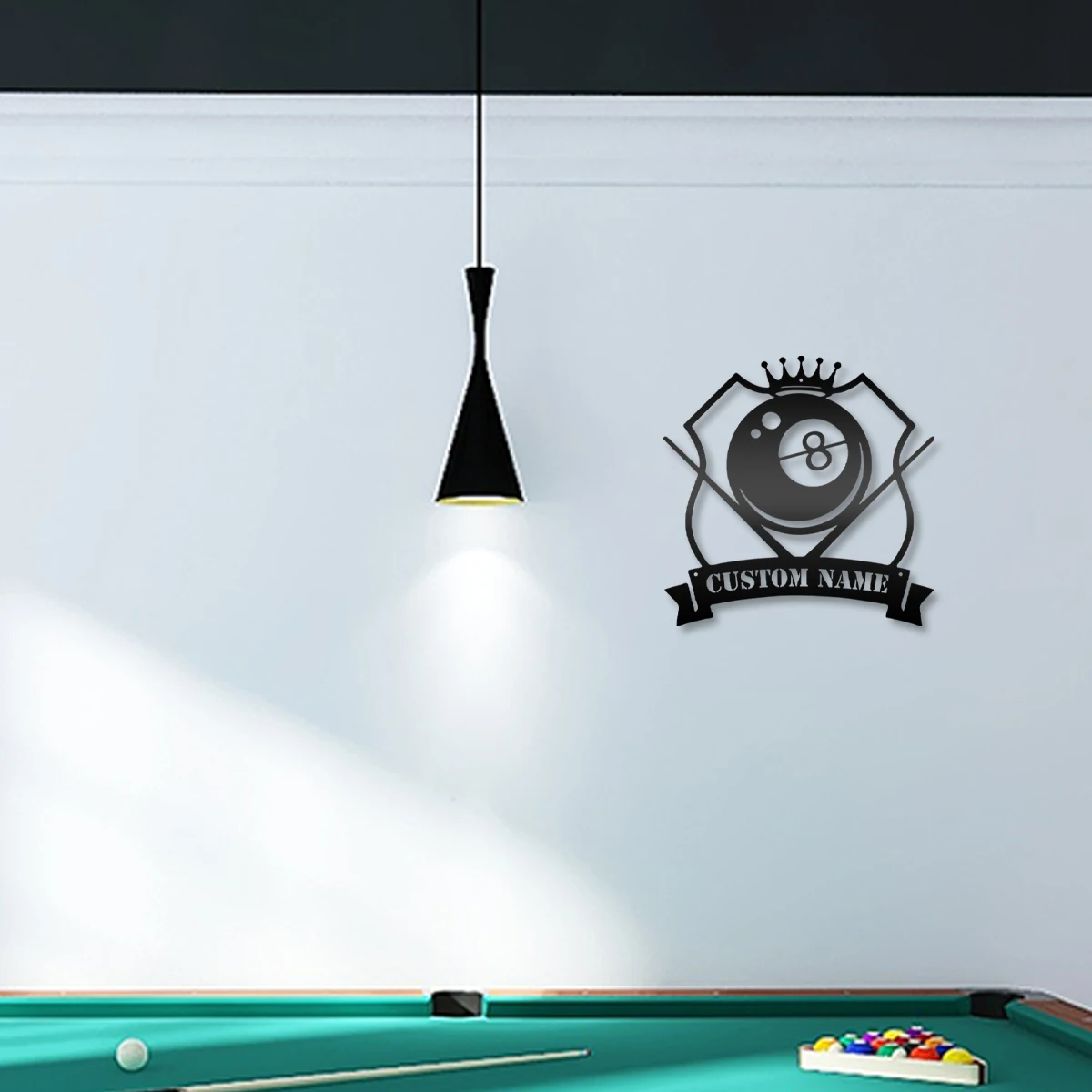 

1pc Billiards 8 lamplight Custom Text Metal Wall Signs Metal Wall Plaque For Club Decor