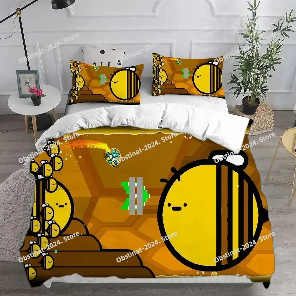 

Top Geometry Dash Bedding Set Printed Bed Set With Pillowcase Bed Duvet Cover Soft Single Double Queen Super King Size Bedroom