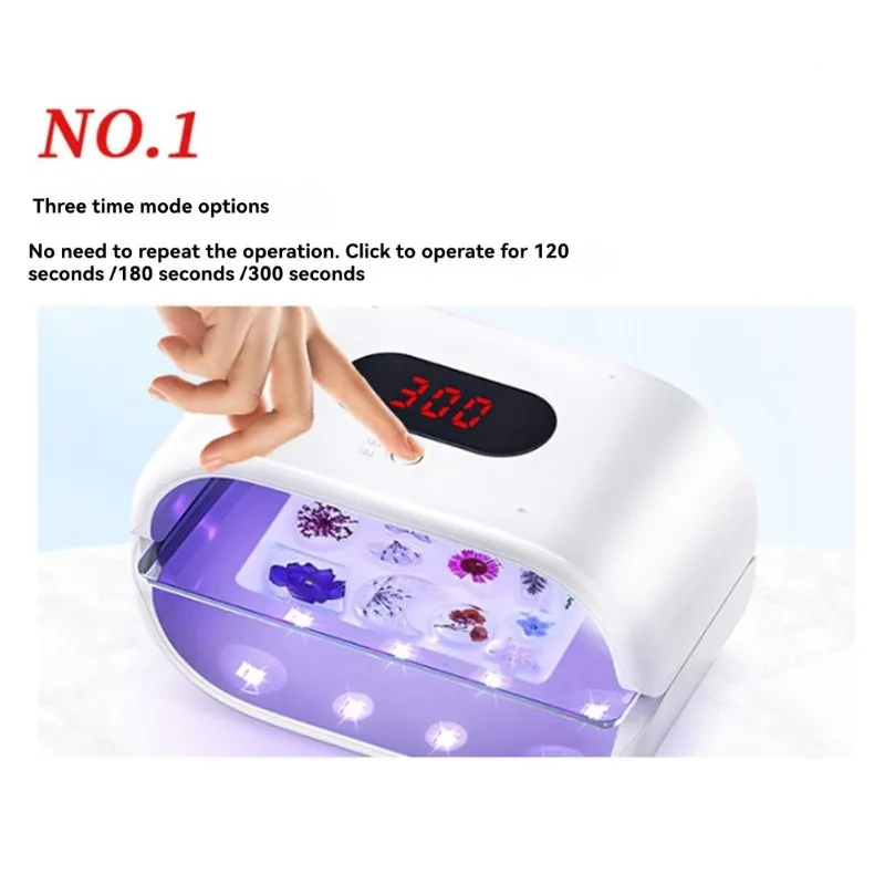 AS60-Lampada per unghie a doppia sorgente luminosa 24 perline Funzione di polimerizzazione UV per unghie in gel, compatibile con lo schermo mobile: non annerimento nella cura 120S