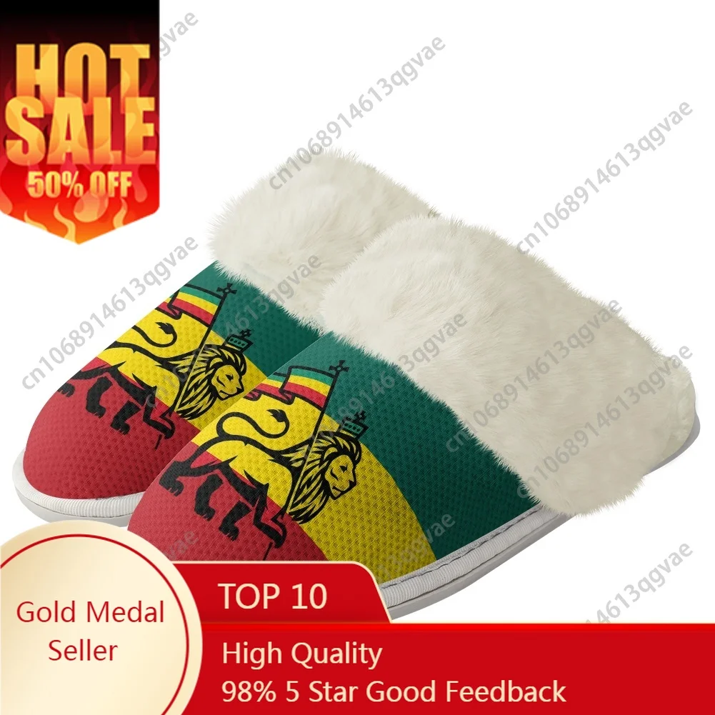 

Reggae Rastafarian Rasta Rastafari Lion of Judah Plush Slippers Mens Womens Home Cotton Bedroom Custom Made Thermal Slipper