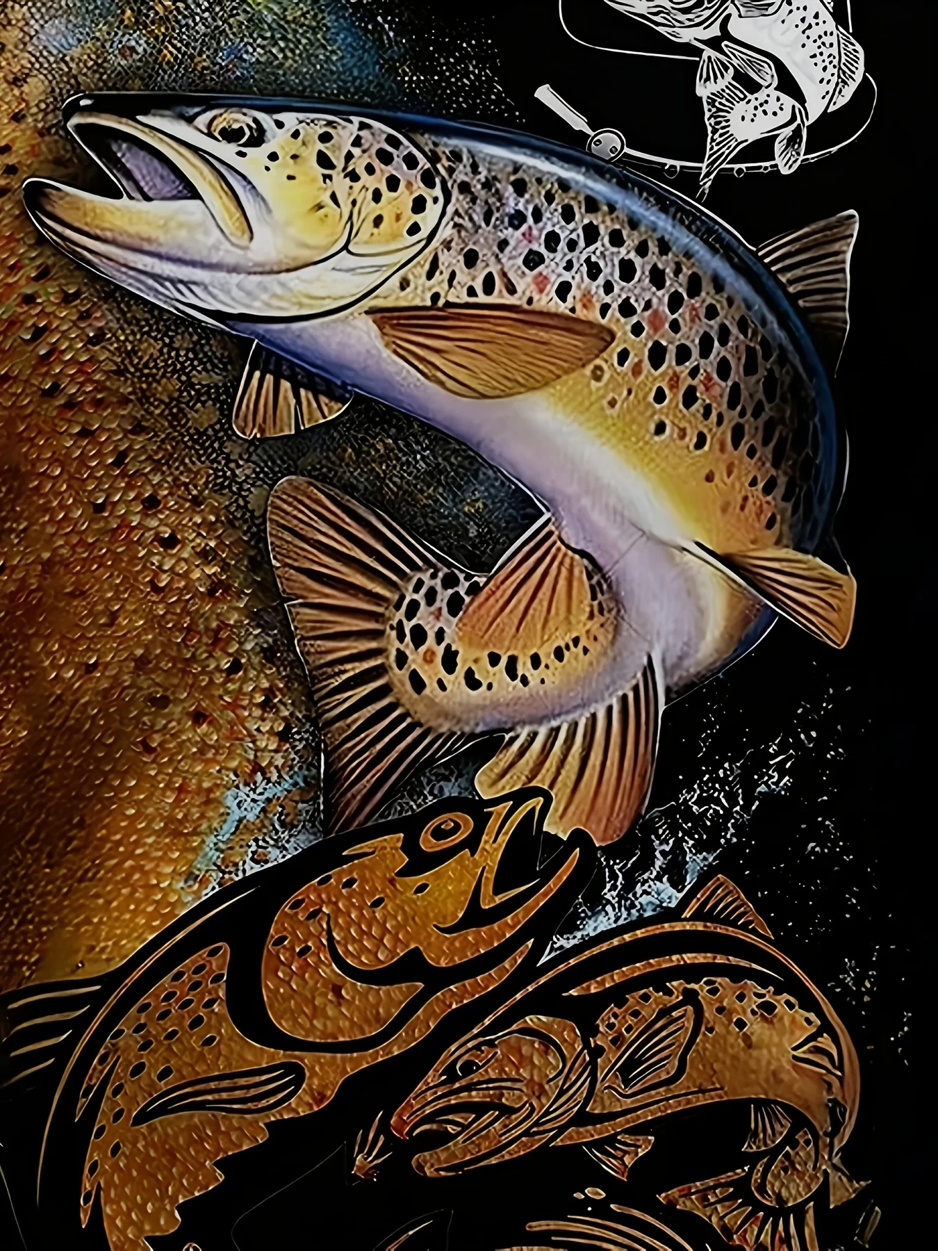 Sweat à capuche décontracté imprimé tête de poisson 3D pour hommes |   Sweat-shirt avec détail zippé, adapté au printemps/automne, coupe régulière, légèrement extensible