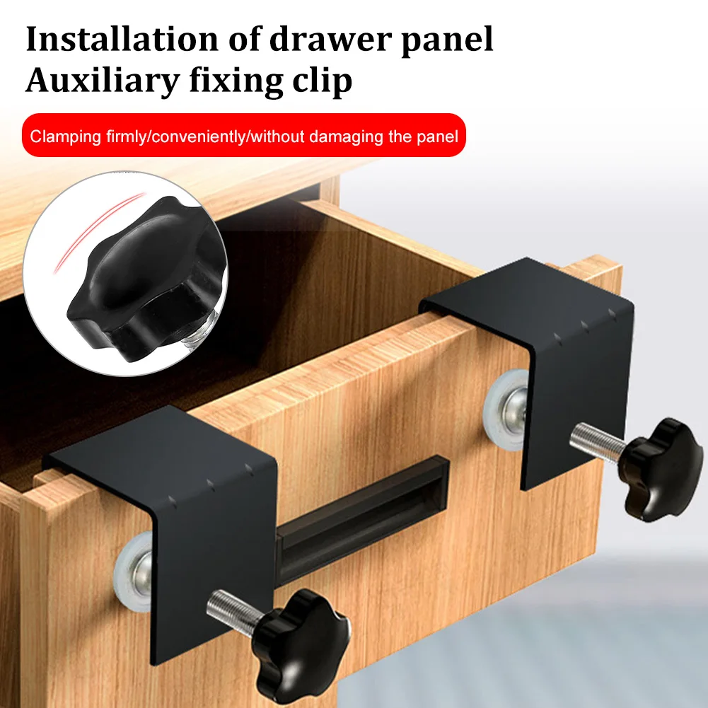 Drawer Front Installation Clamps Portable Drawer Panel Mounting Clips Carpenter Steel Woodworking Cabinet Tool Jig Accessories