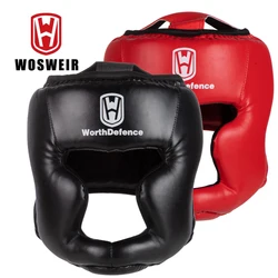 WOSWEIR Kick Boxing Helmet PU Karate Muay Thai Guantes De Boxeo Free Fight MMA Sanda Men Women Training Adult Kid Equipment