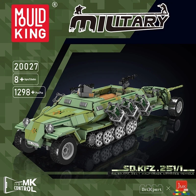 Mould King 20027 Military Remote Control Tank Building Block The Half Tracked Armored Vehicle Model Brick Toys For Kids Gifts