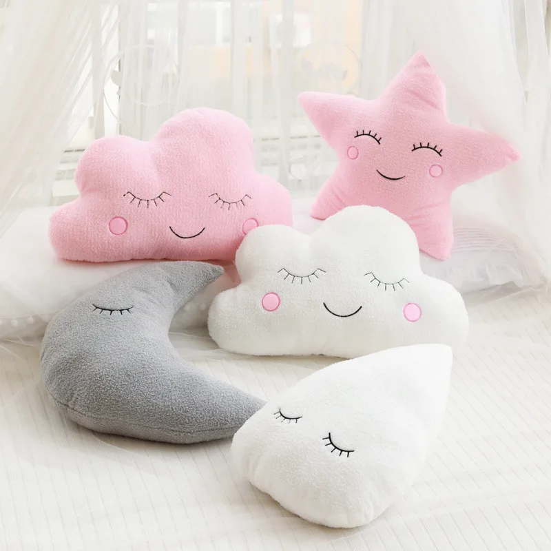 Home Bedroom Pillow Comfortable Sky Series Plush Toy Cushion Cloud Moon Rain Star Sofa Backrest Children\'s Room Decoration