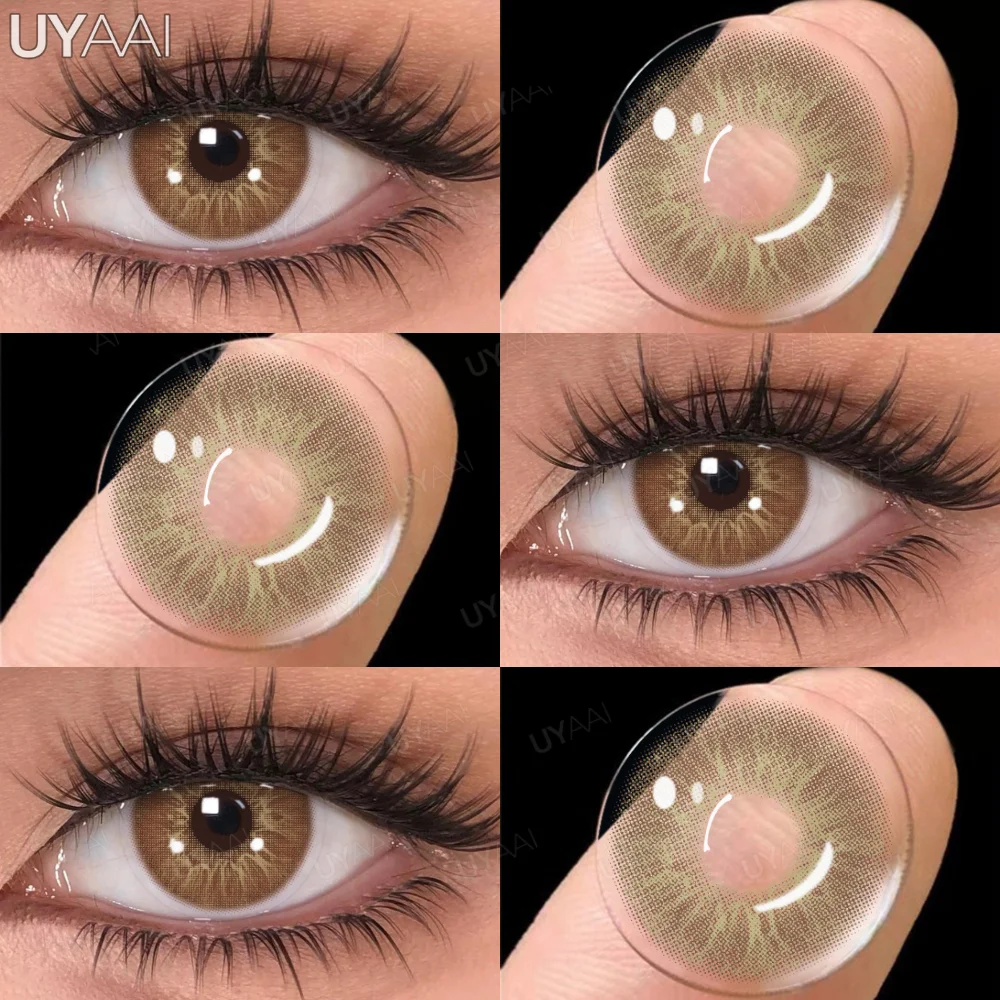 UYAAI Color Contact Lenses Set 10ml Eye Drops Lenses 1 Pair Contact Lens Cleaner Container Blue Eye Color Lenses Gray Lenses