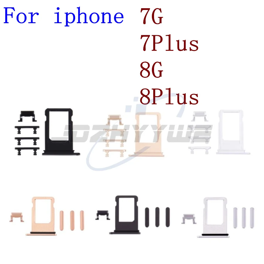 10Set/Lot Outside Side Key Volume Mute Power-On Button SIM Single Double Card Key For Iphone 7G 8G 7 8 Plus Replacement Parts