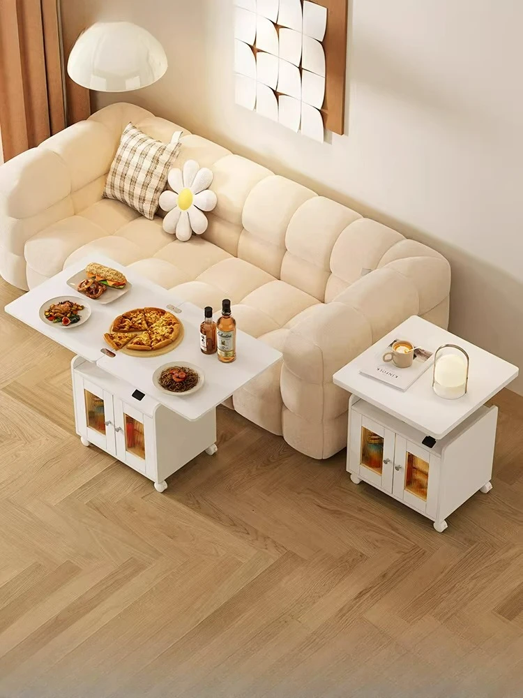 

1Pc No-Install Foldable Lift Table Dual-Use Coffee Dining Table Movable Side Table for Small Living Room Home