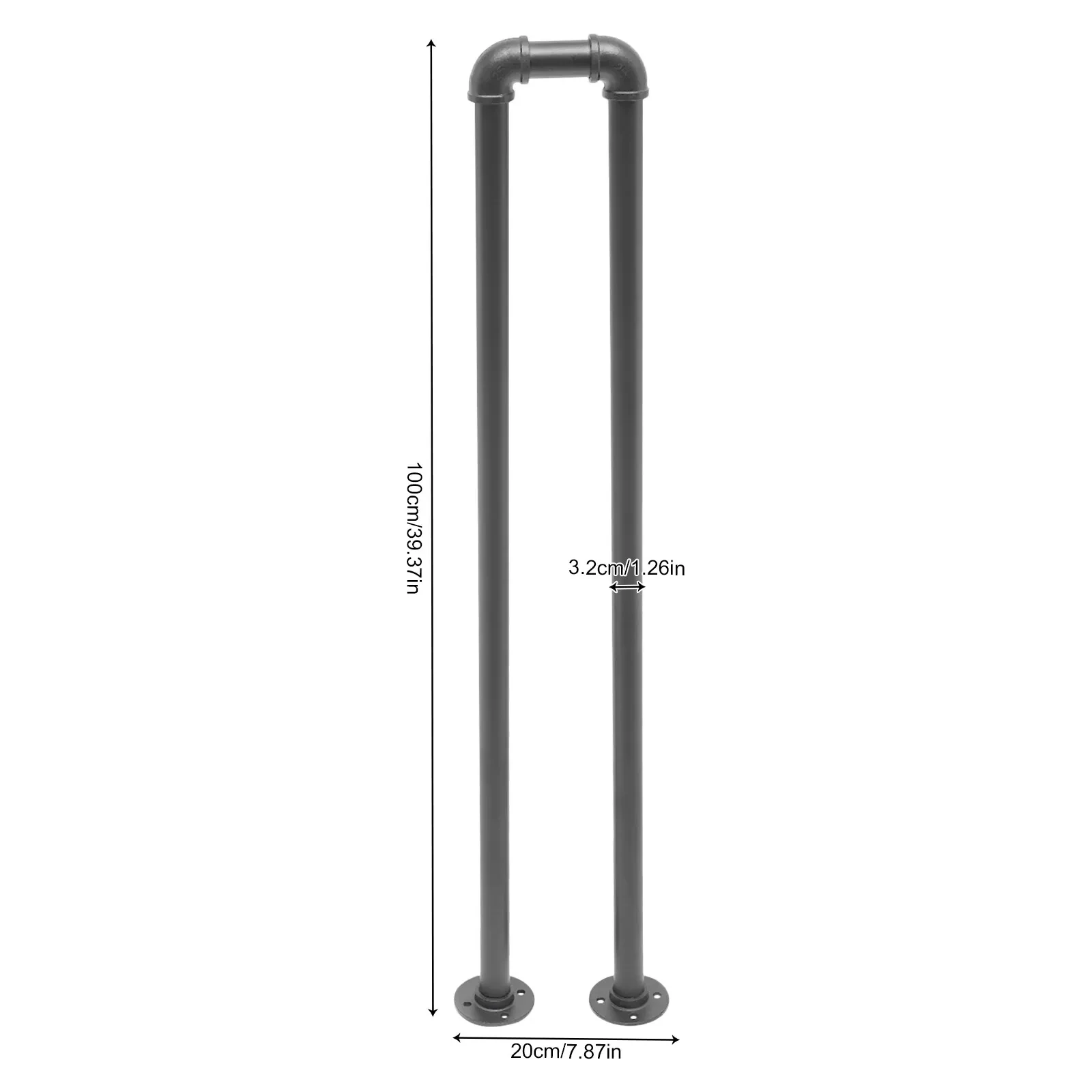 Retro 100cm U-Shaped Stair Handrail, Non-Slip Safety Black Railing for Indoor and Outdoor Spaces