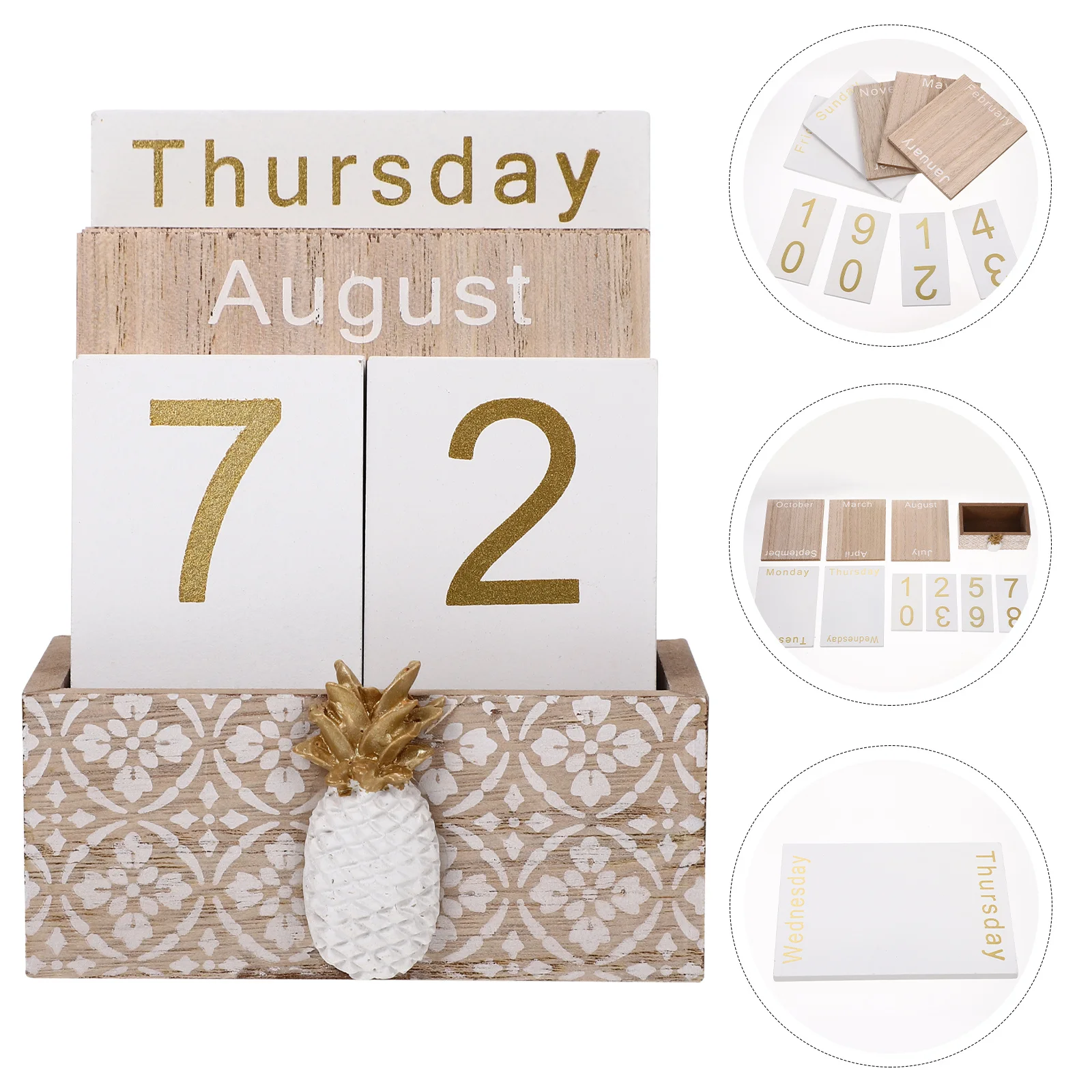 1 Set Calendario in legno Ornamento da tavolo Decorazioni per l'home office Bambini che imparano il numero Calendario artigianale in legno Decorazione Fotografia Prop