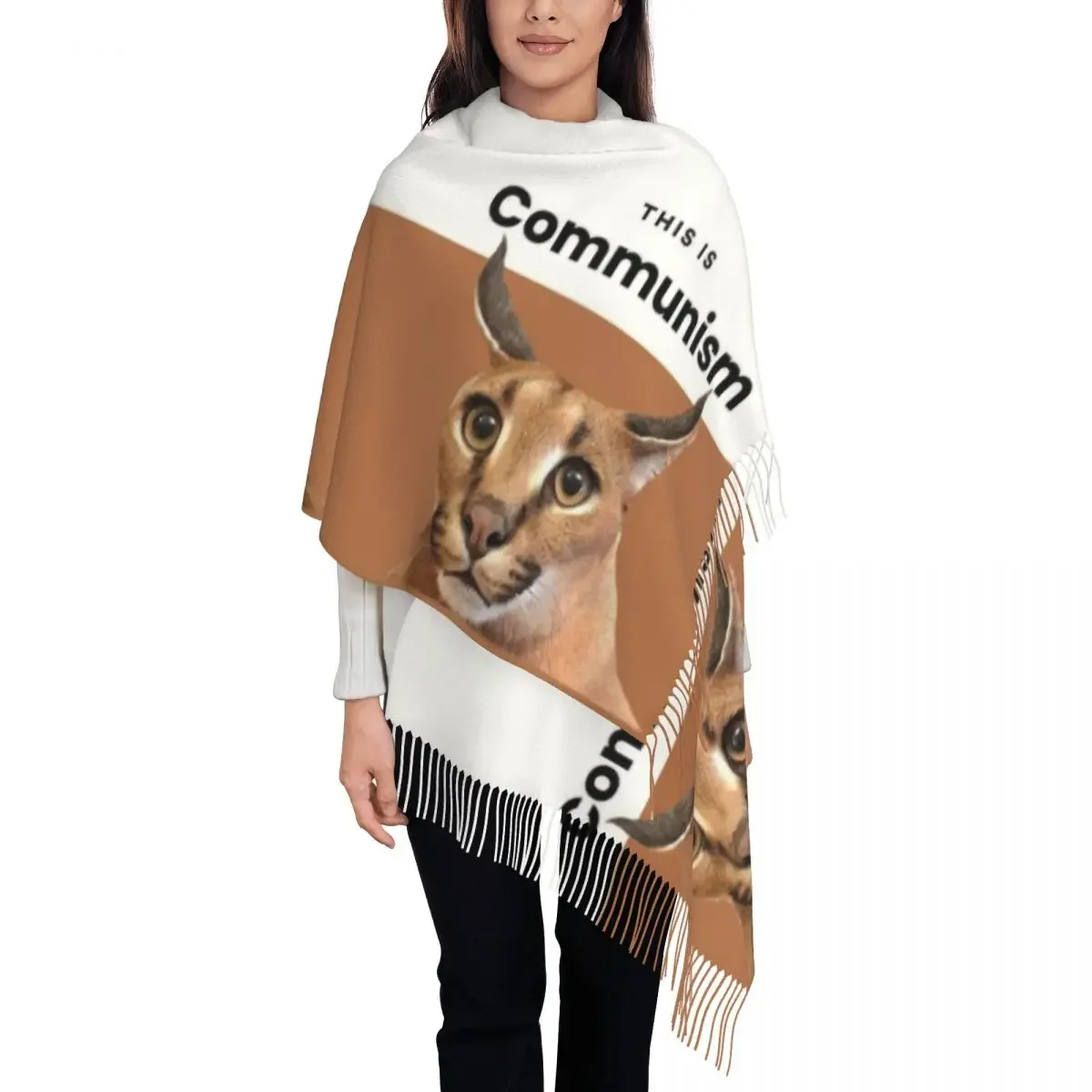 Customized Printed  Floppa Cute Meme Scarf Women Men Winter Warm Scarves Caracal Cat Shawls Wraps