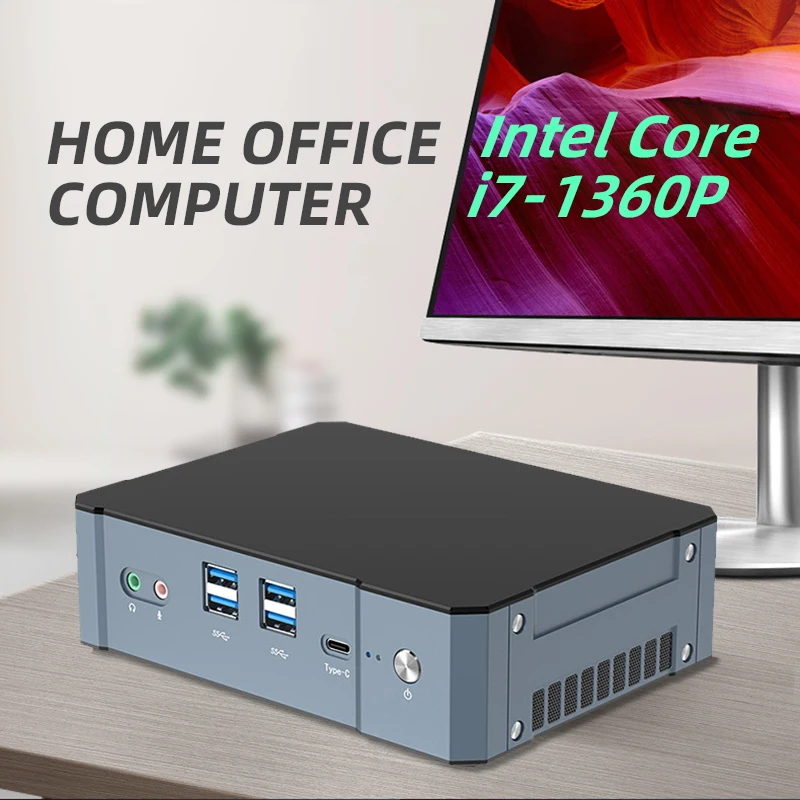 Mini PC 13a generazione Processore Intel Core i7-1360P Windows 11 WiFi6 Thunderbolt 4 2x HDMI2.0 DP 2x Ethernet 2x DDR5 2x M.2 NVMe SSD