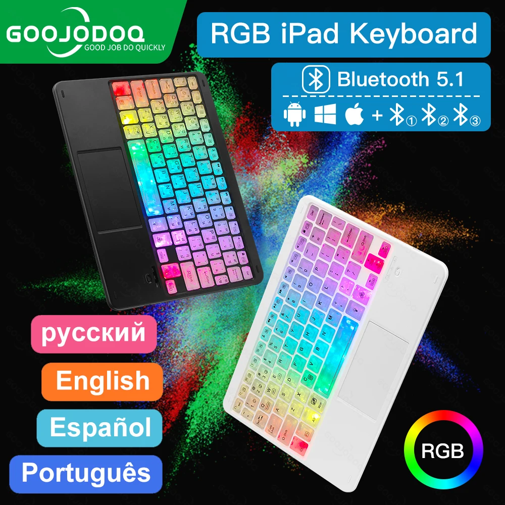 

RGB Wireless Bluetooth Keyboard teclado For iPad Keyboard Android IOS Windows PC Tablet keyboard Rainbow Backlight