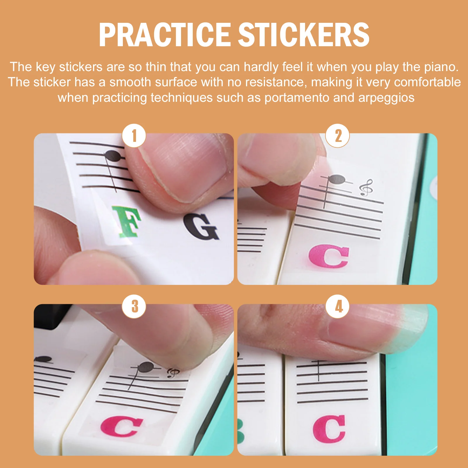 Mouth Organ Stickers Harmonica Notes Decal Practice Accessory Melodica Learning Keyboard Beginning Decals Scale for Children